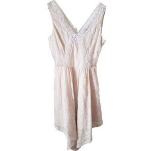 As U Wish Cream Lace and Crochet Sleevelss Hi Lo Dress